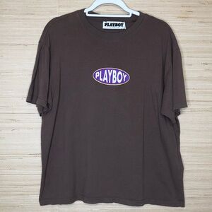 Brown Playboy Graphic Short Sleeve T-shirt Size Large